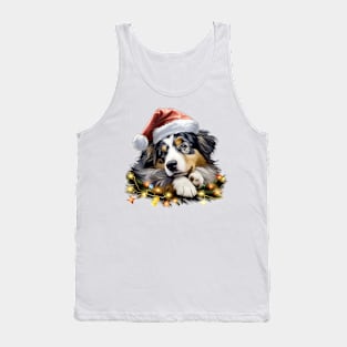 Lazy Australian Shepherd Dog at Christmas Tank Top